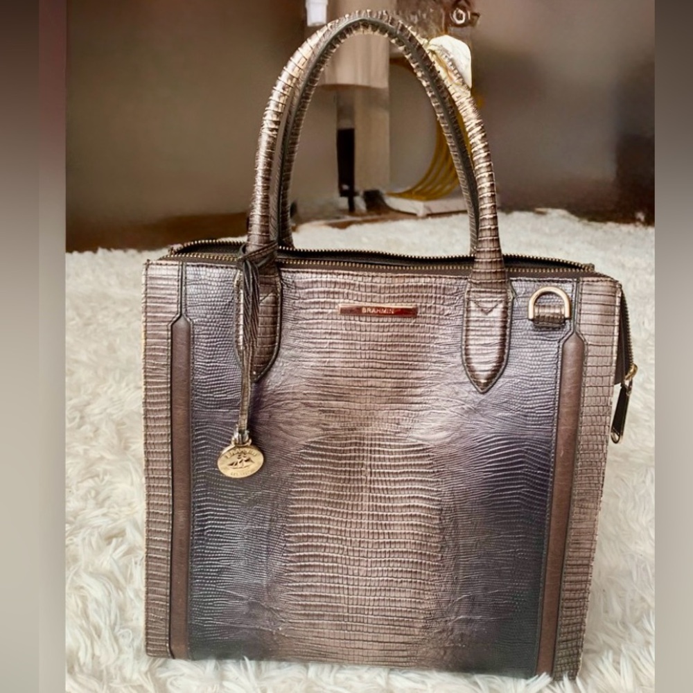 Brahmin Metallic Brown Satchel